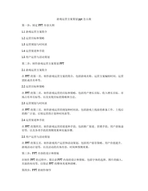 游戏运营方案策划ppt怎么做