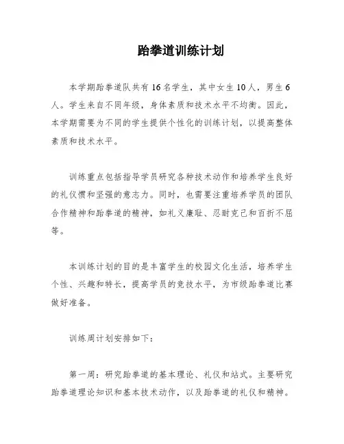 跆拳道训练计划