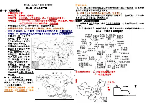 地理八年级上册复习提纲图文并茂版