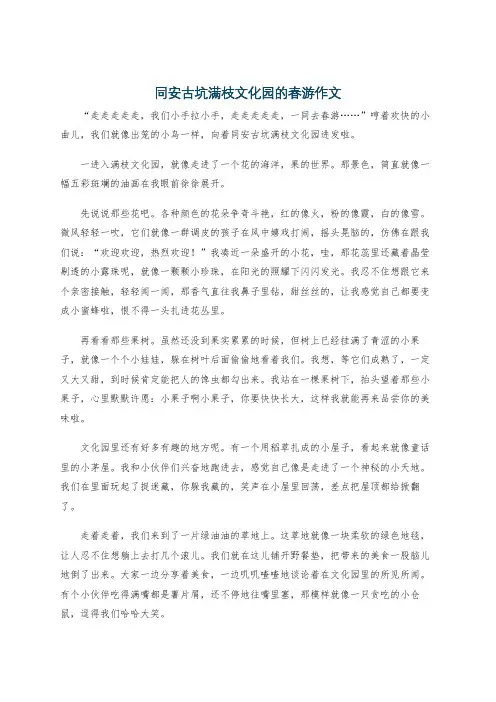 同安古坑满枝文化园的春游作文