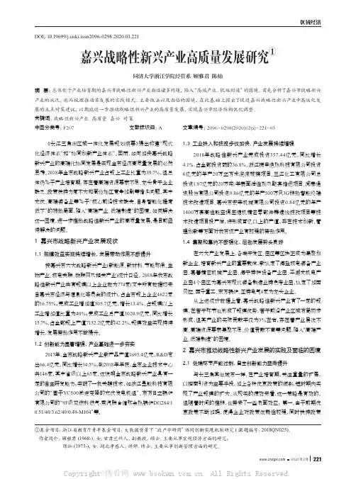嘉兴战略性新兴产业高质量发展研究
