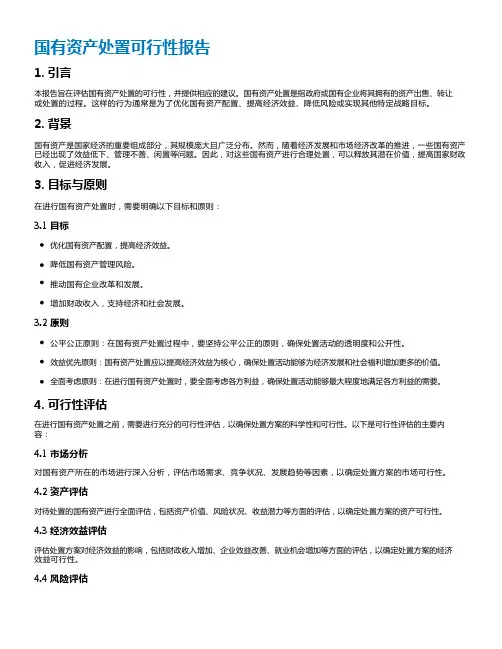 国有资产处置可行性报告