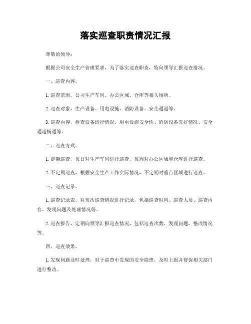 落实巡查职责情况汇报