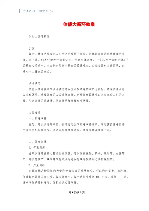 体能大循环教案