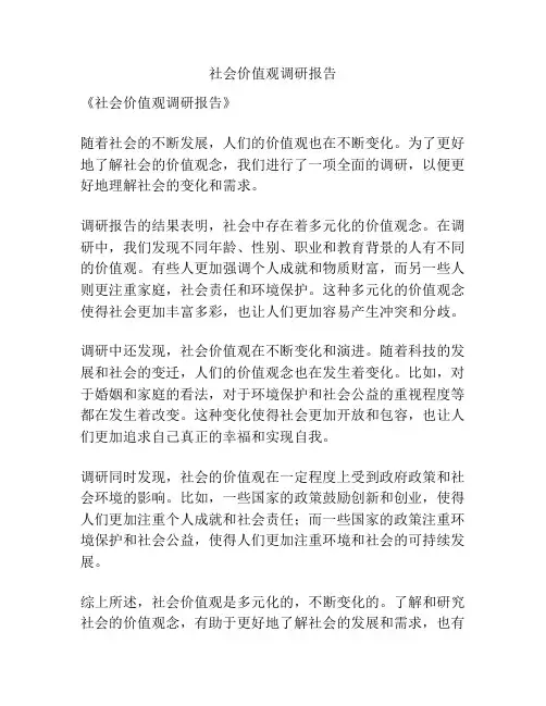 社会价值观调研报告