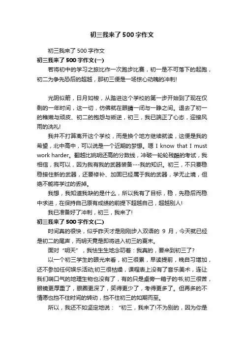 初三我来了500字作文