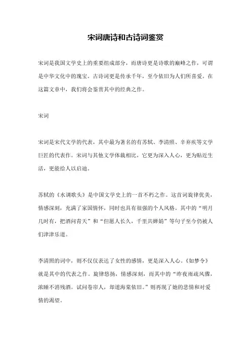 宋词唐诗和古诗词鉴赏