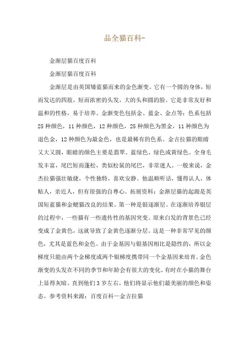 品全猫百科--金渐层猫百度百科