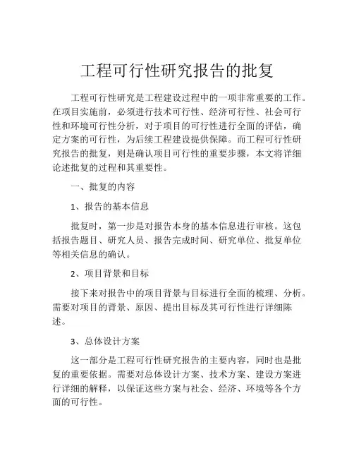 工程可行性研究报告的批复