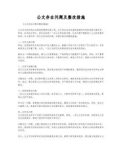 公文存在问题及整改措施