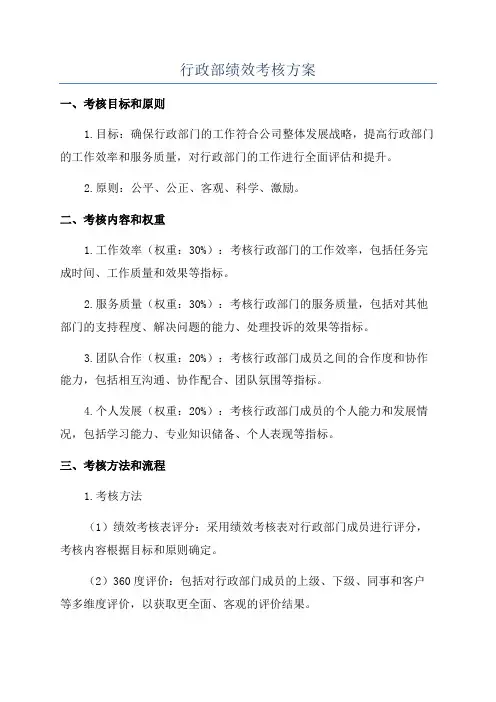 行政部绩效考核方案