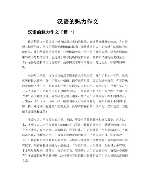 汉语的魅力作文