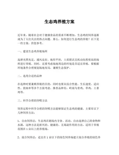 生态鸡养殖方案