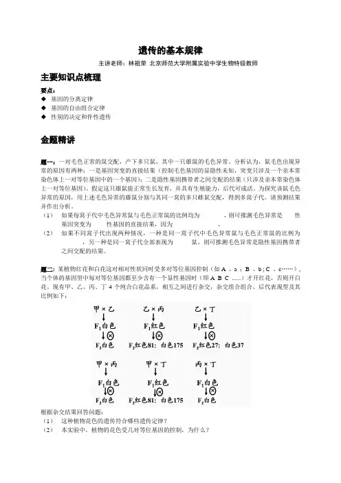 专题+遗传的基本规律--讲义