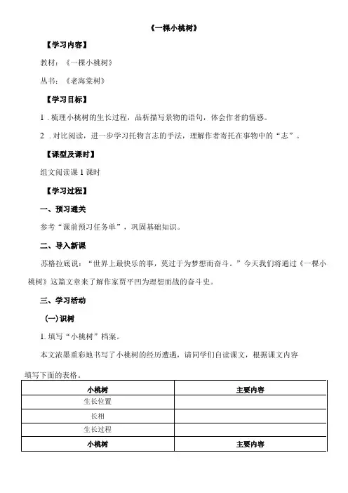 《一棵小桃树》教案