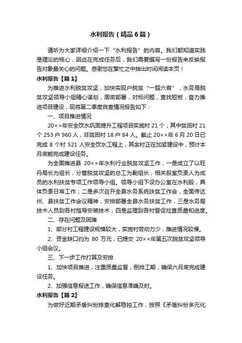 水利报告（精品6篇）