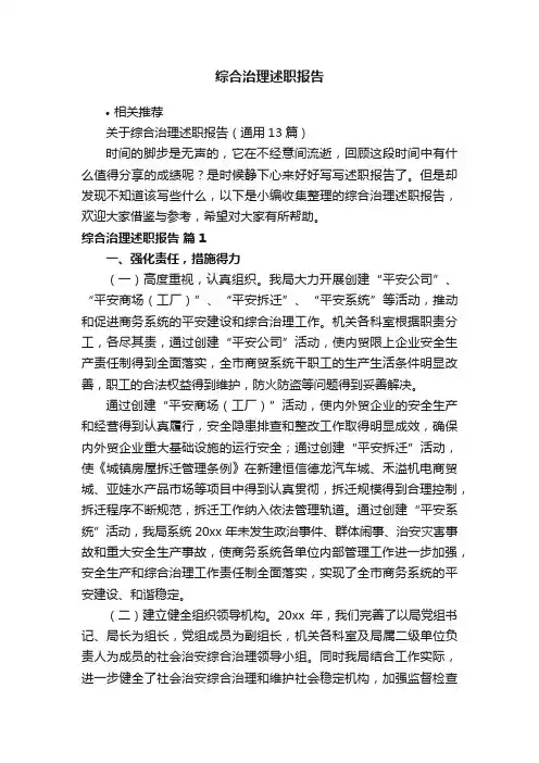 综合治理述职报告