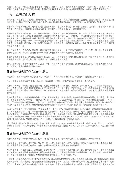 什么是一盏明灯作文800字【优秀9篇】