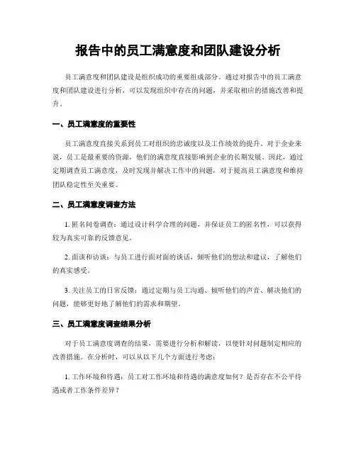 报告中的员工满意度和团队建设分析