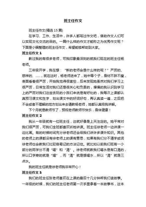 班主任作文（精选15篇）