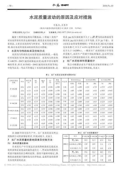 水泥质量波动的原因及应对措施