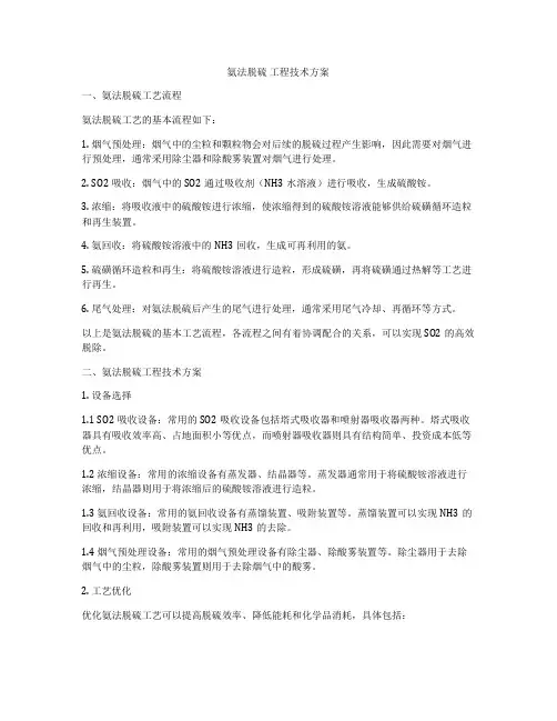 氨法脱硫 工程技术方案