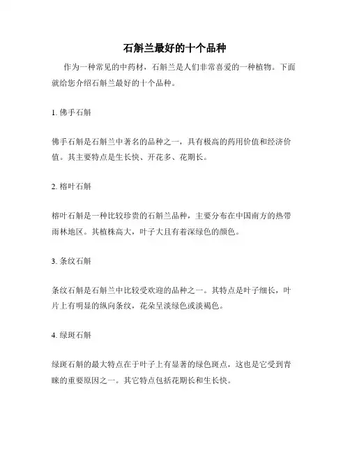 石斛兰最好的十个品种