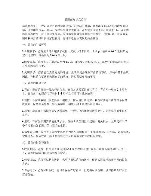 栽蒜苗知识点总结