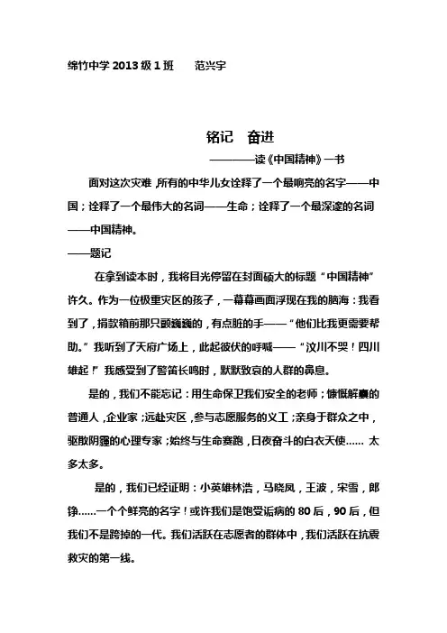 《中国精神》读后感