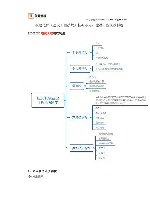 一级建造师《建设工程法规》核心考点：建设工程税收制度