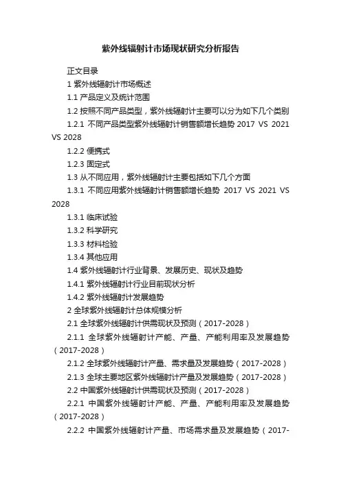 紫外线辐射计市场现状研究分析报告
