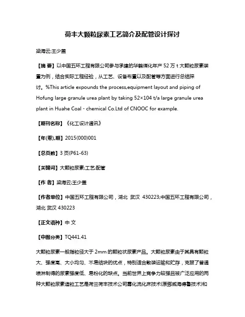 荷丰大颗粒尿素工艺简介及配管设计探讨
