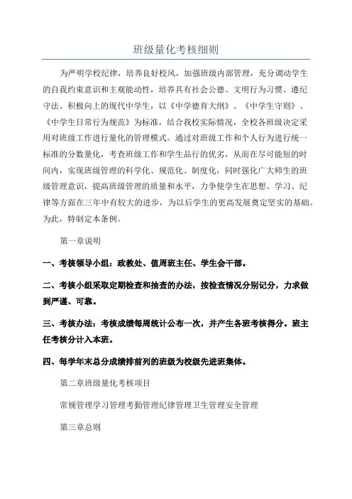 班级量化考核细则