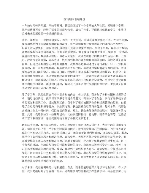 描写期末总结片段