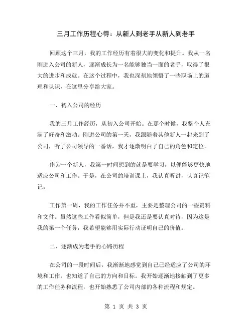 三月工作历程心得：从新人到老手