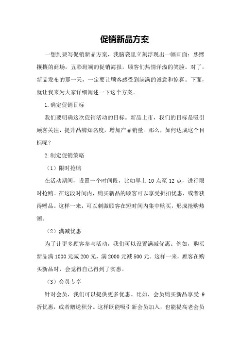 促销新品方案