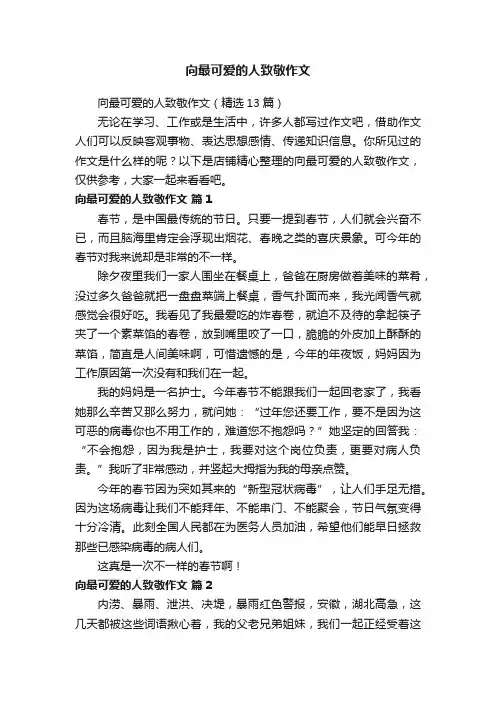 向最可爱的人致敬作文