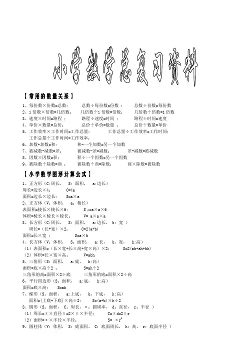 新课标人教版小学六年级下册数学毕业总复习知识点概括归纳