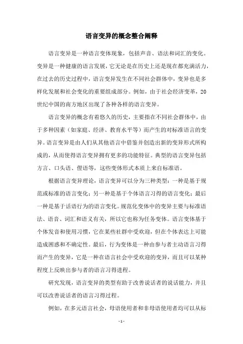 语言变异的概念整合阐释