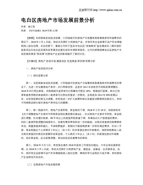 电白区房地产市场发展前景分析