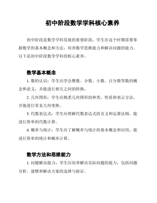 初中阶段数学学科核心素养