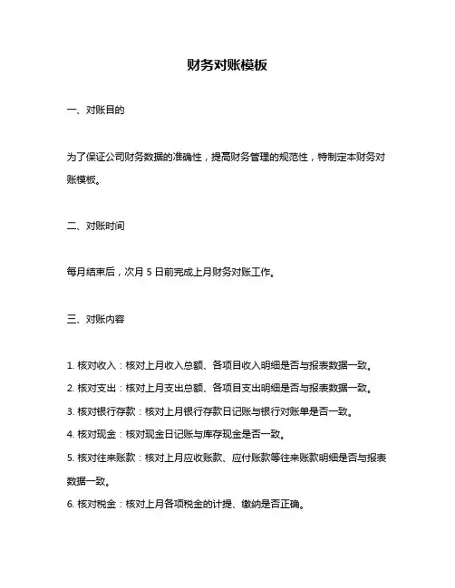 财务对账模板