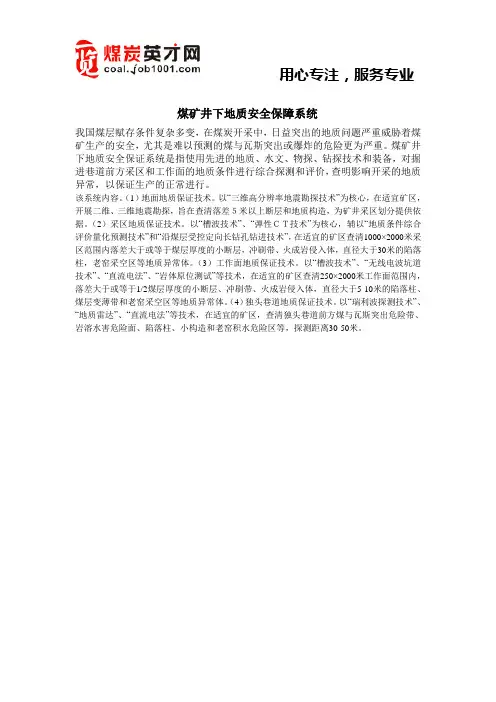 煤矿井下地质安全保障系统