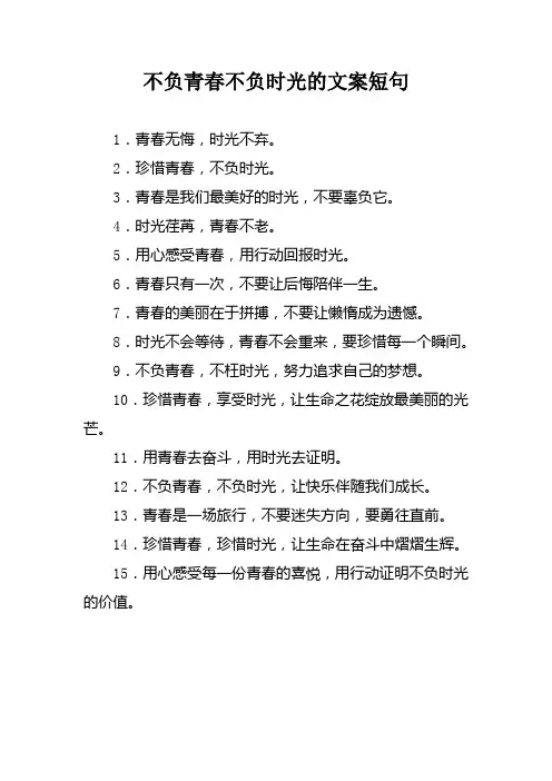不负青春不负时光的文案短句