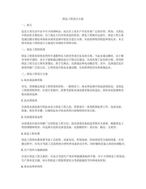 排盐工程设计方案