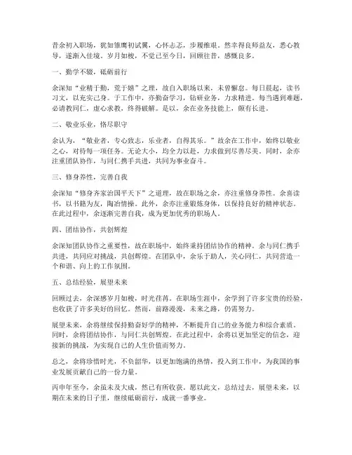 个人工作总结文言原文