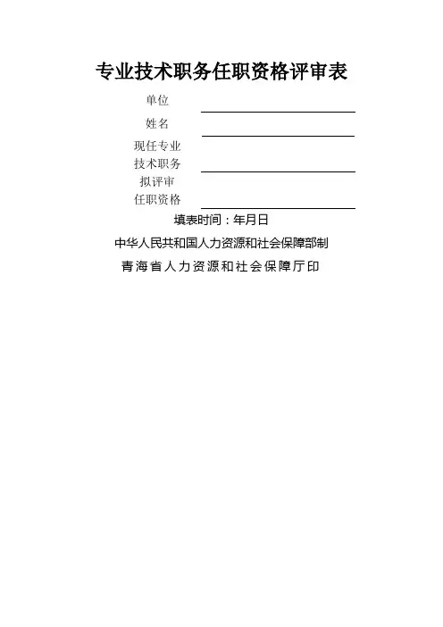 专业技术职务任职资格评审表(高级)