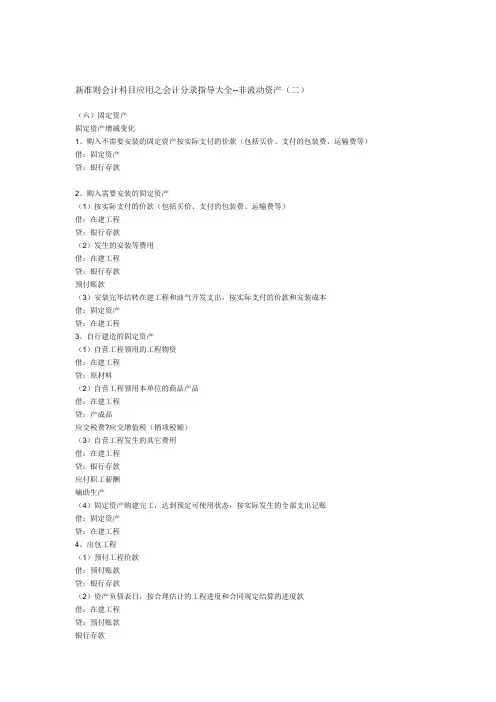 新会计准则会计分录大全-非流动资产二