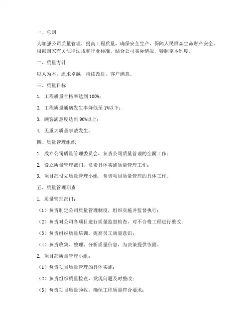 建筑业公司质量管理制度