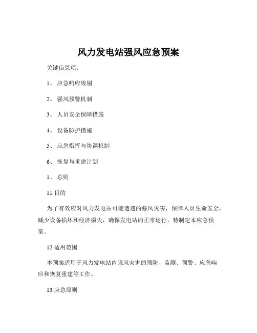 风力发电站强风应急预案